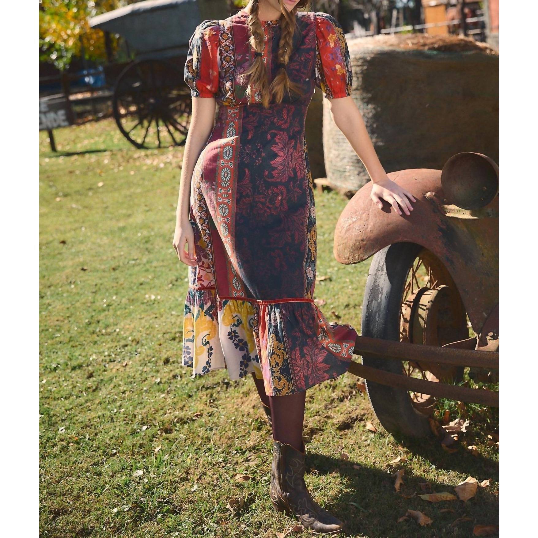 New Ro's Garden Freya Midi Dress In Orange